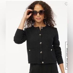 J.Crew Emilie sweater lady jacket textured cotton blend gold button S Flawed